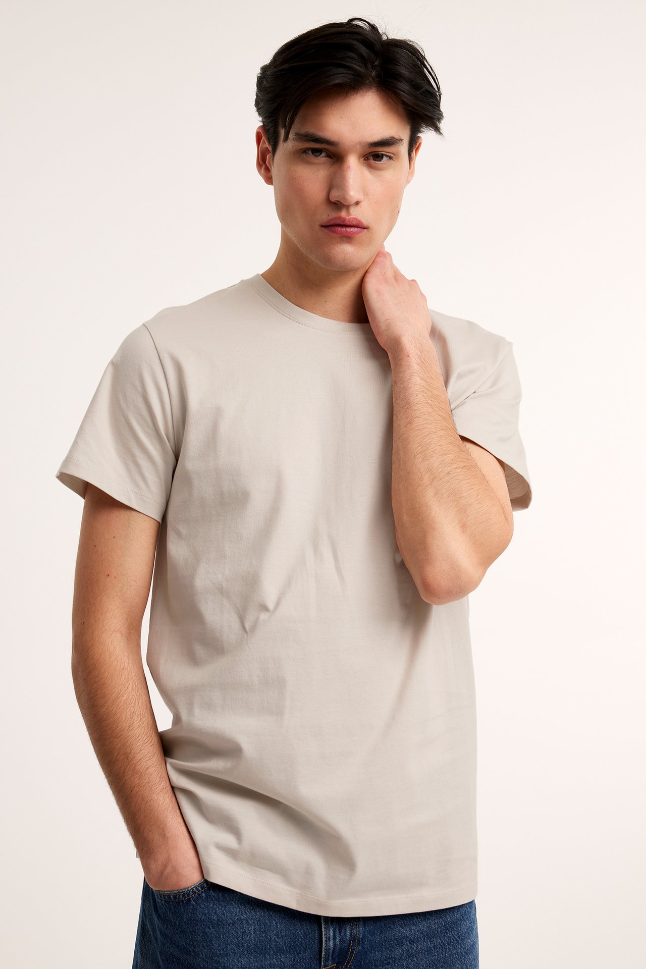 T-shirt z okrągłym dekoltem - Jasnobeżowy - 8