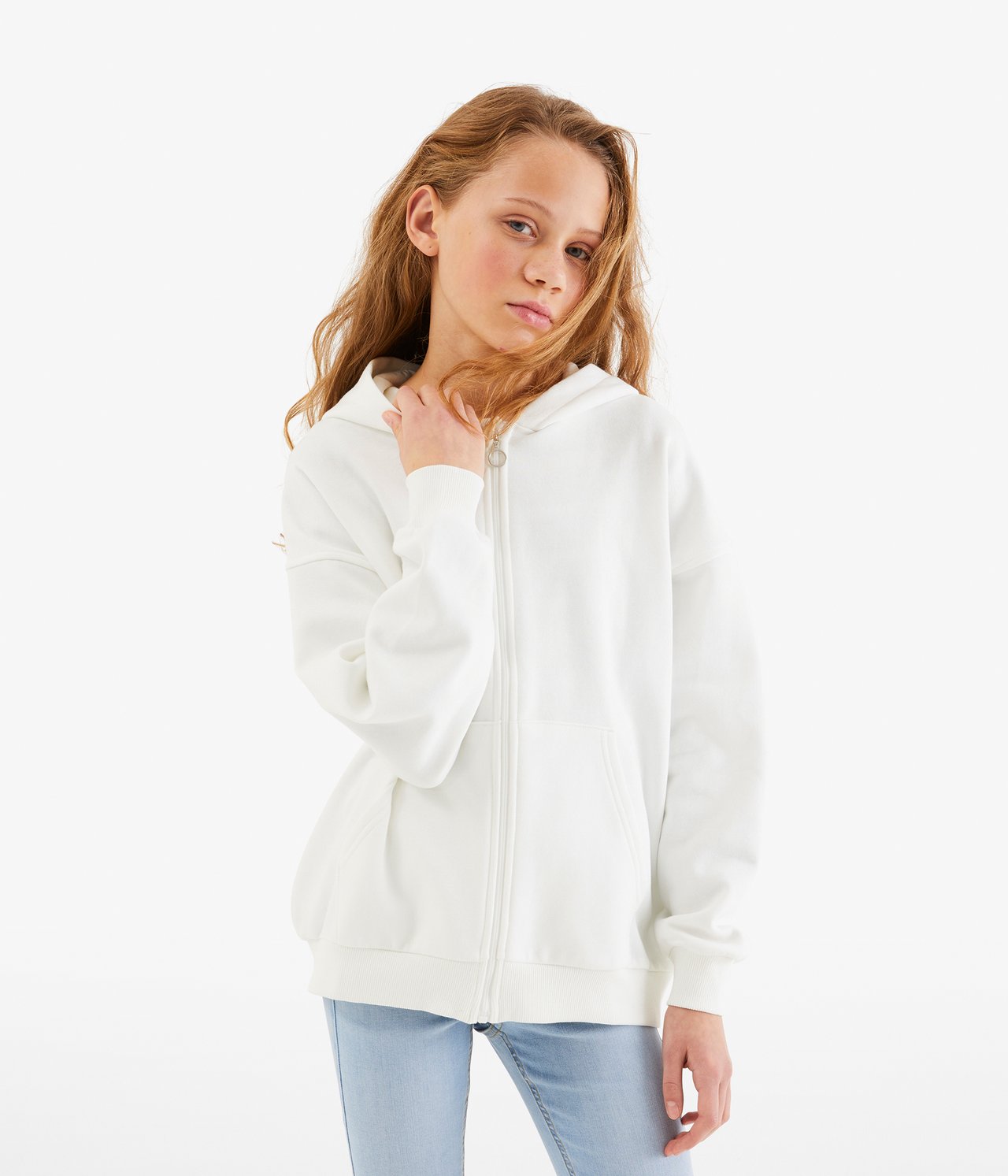 Hettegenser med glidelås - Offwhite - 1