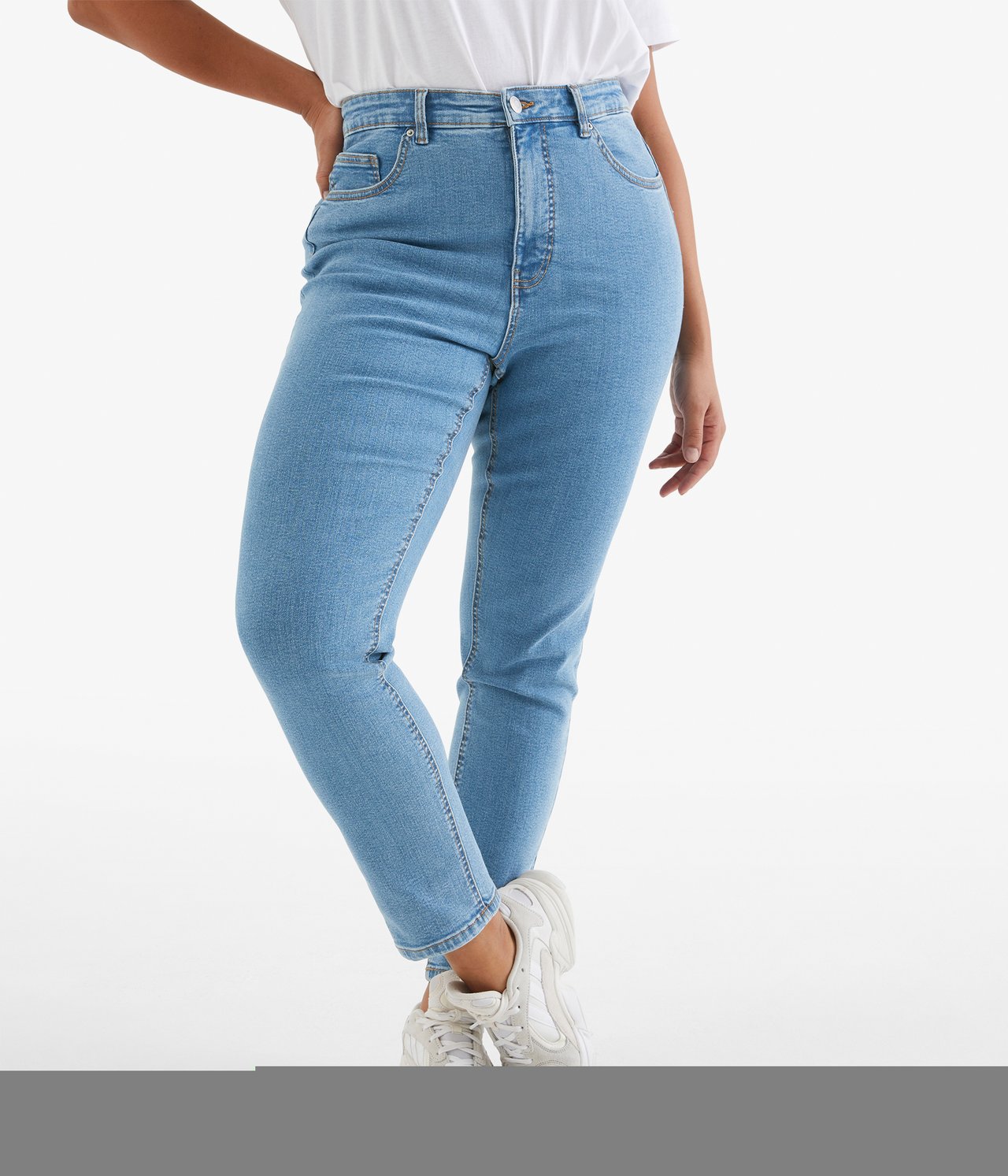 Slim Jeans High Waist Vaalea denimi - null - 7