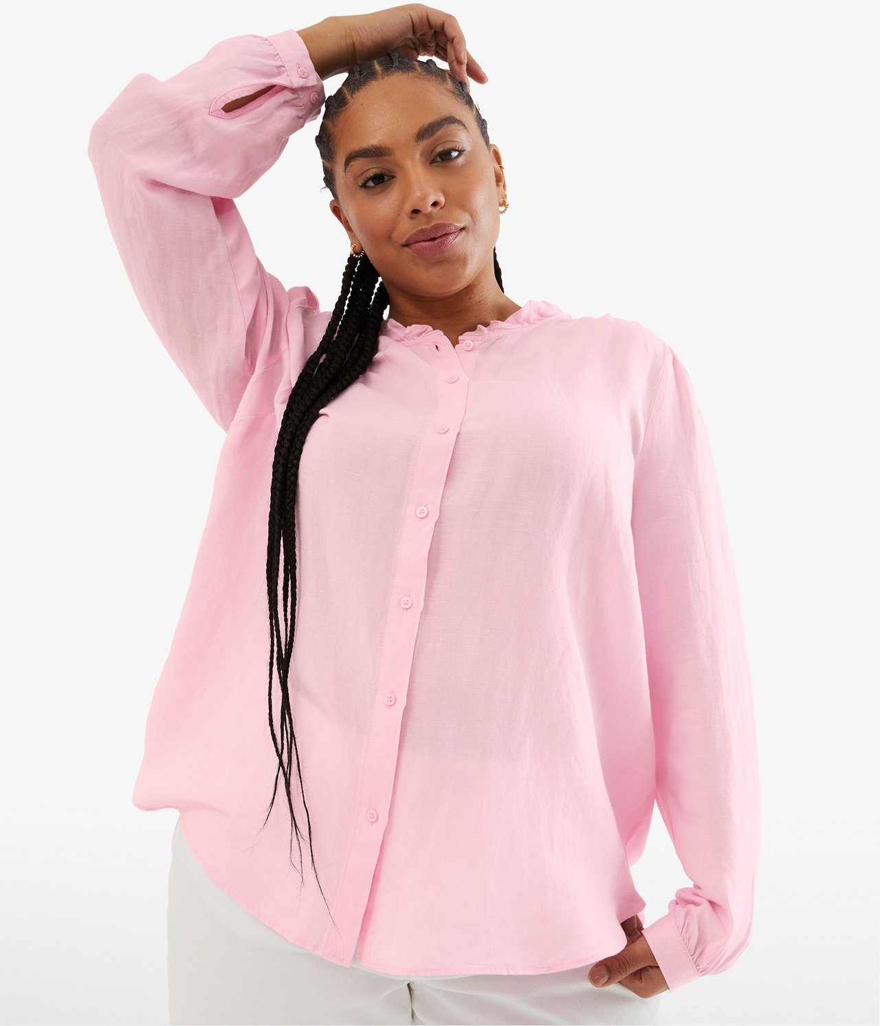 Blus i linnemix Rosa - null - 0