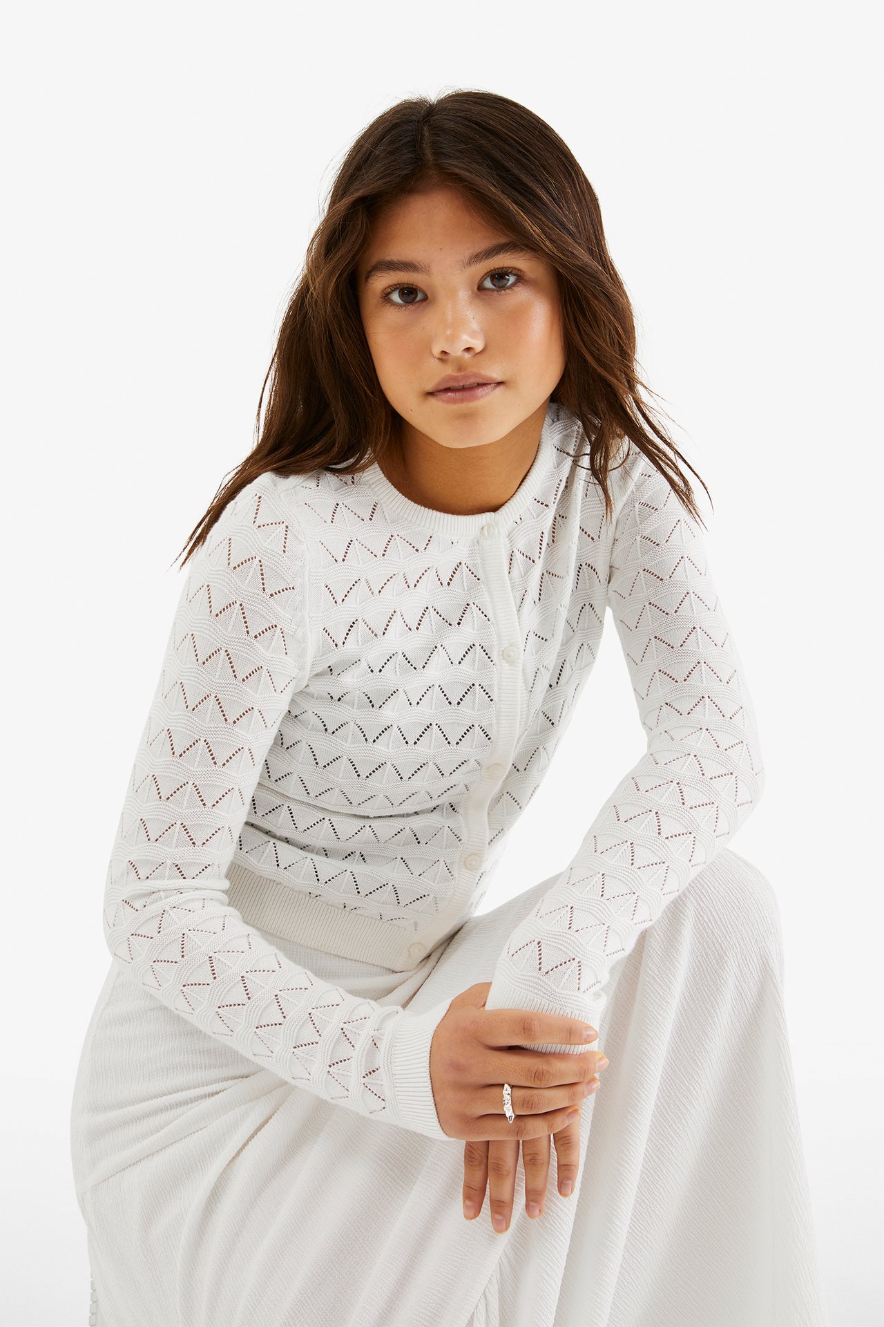Stickad kofta - Offwhite - 4
