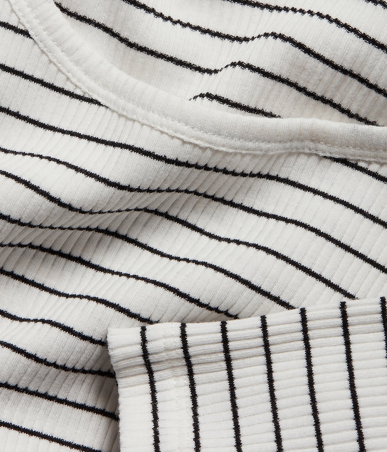 Ribbad topp med kort ärm - Offwhite - 5