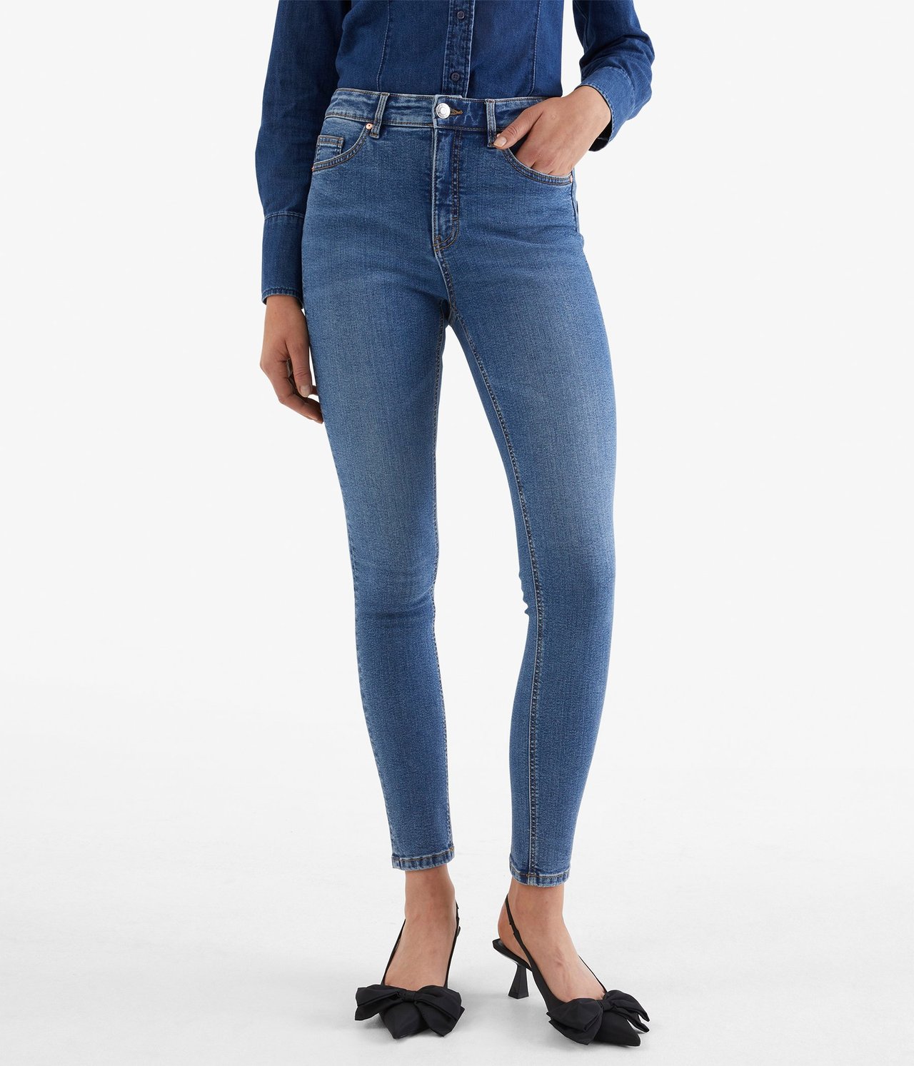 Super Slim Jeans High Waist Denimi - null - 0