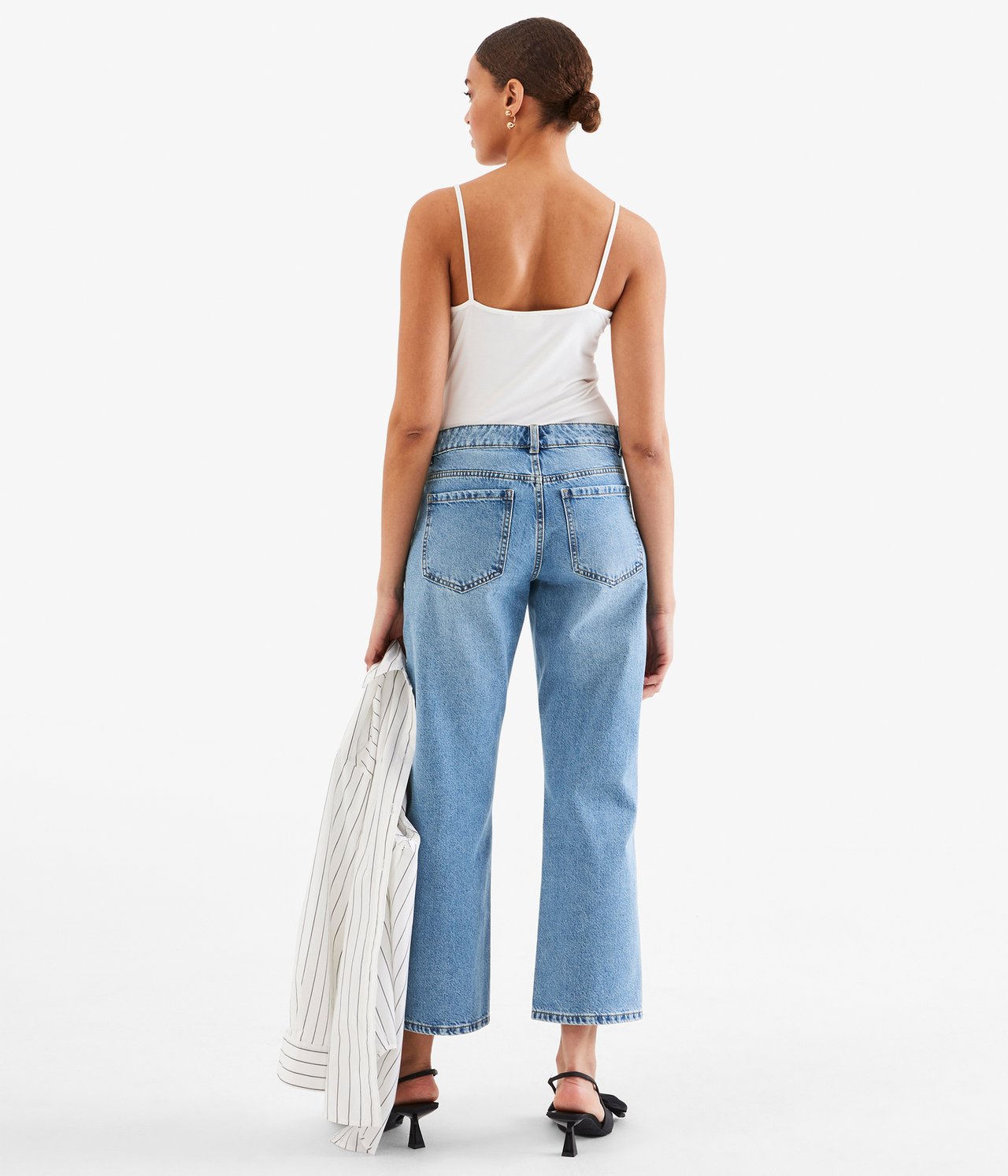 Cropped Straight Jeans Low Waist - Ljus denim - 4