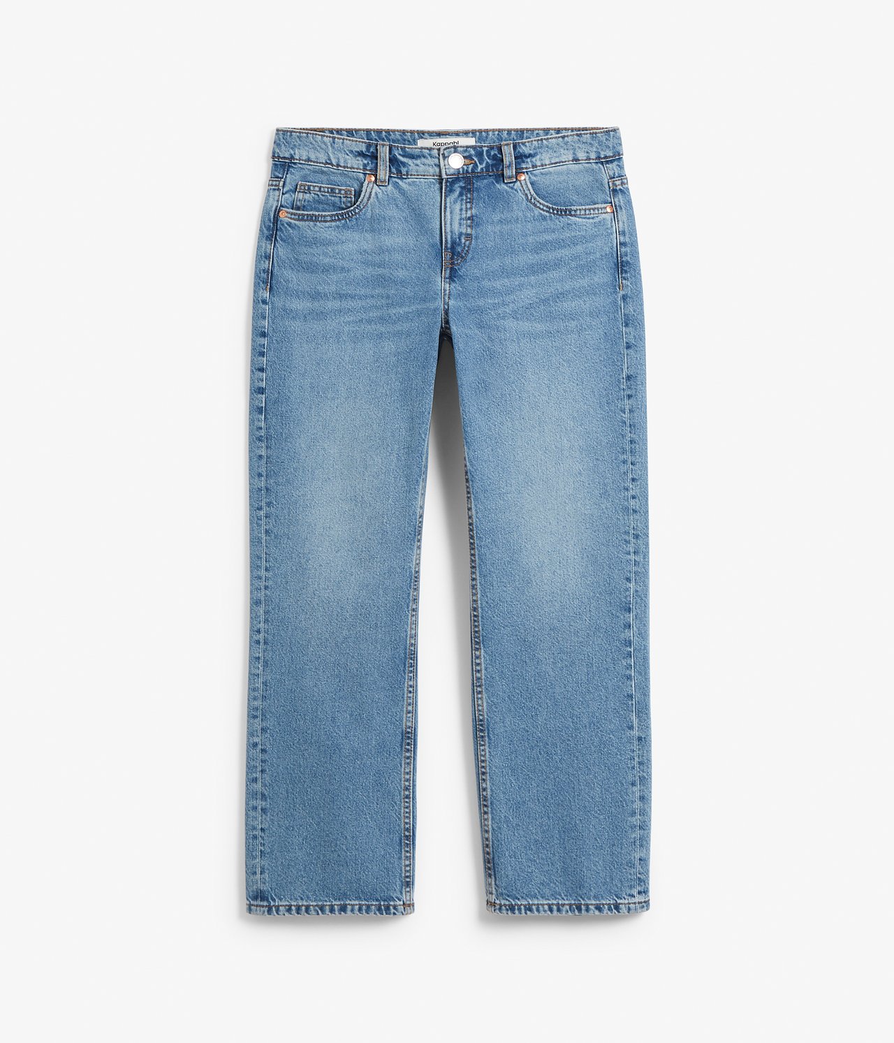 Cropped Straight Jeans Low Waist Ljus denim - null - 5