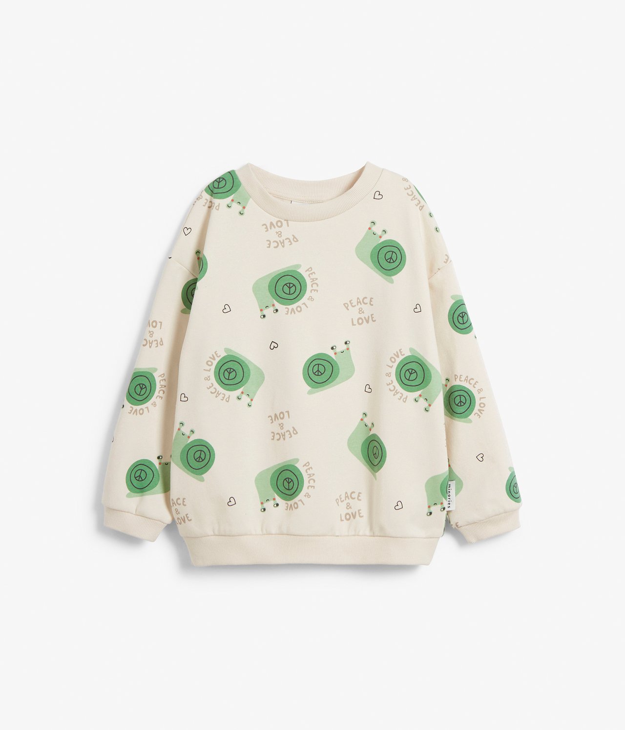 Sweatshirt med tryck - Beige - 3