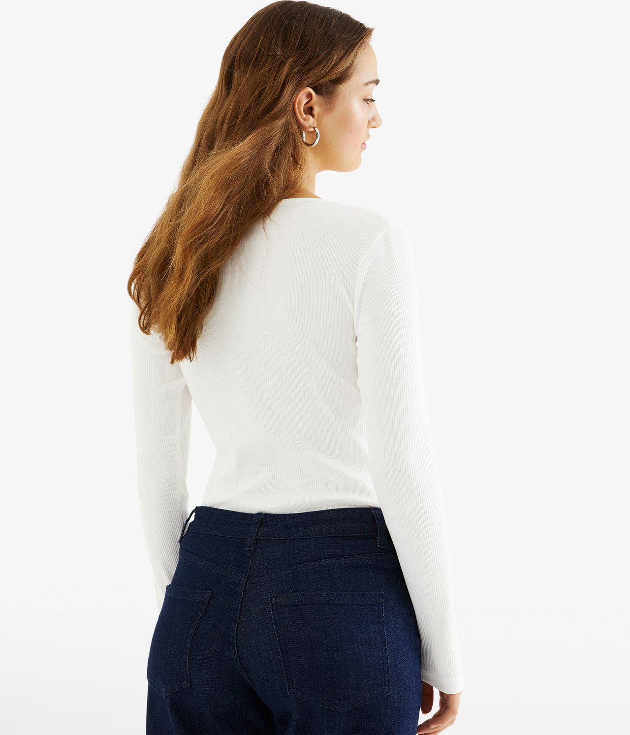 Ribbestrikket topp - Offwhite - 4