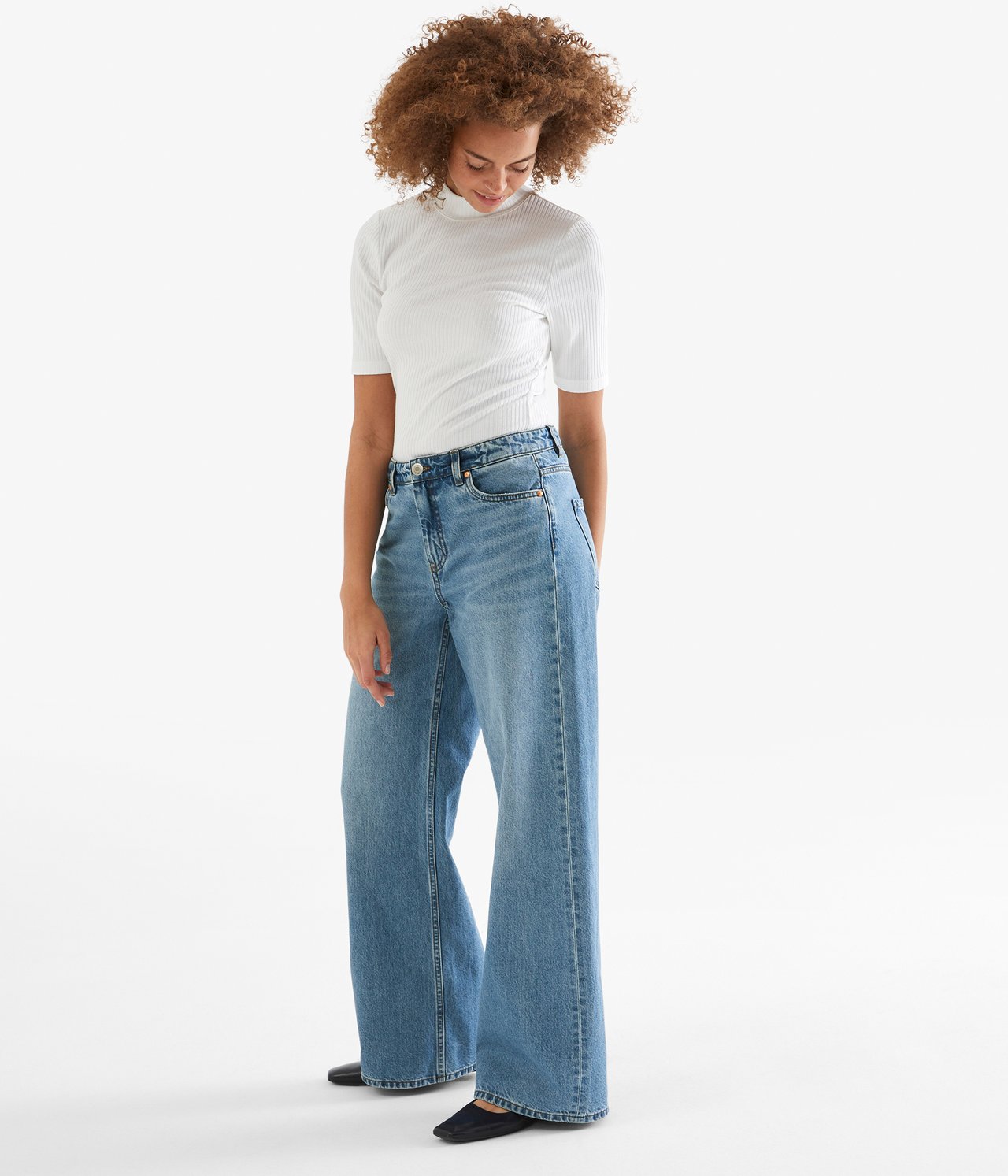 Wide Jeans High Waist Denim - null - 1