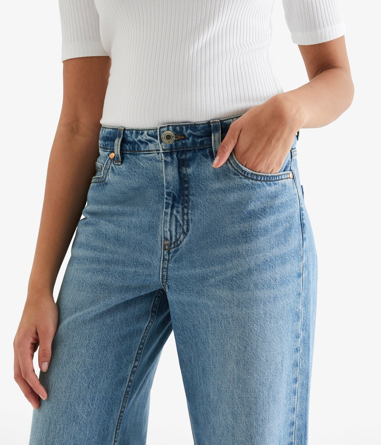 Wide Jeans High Waist Denimi - null - 5