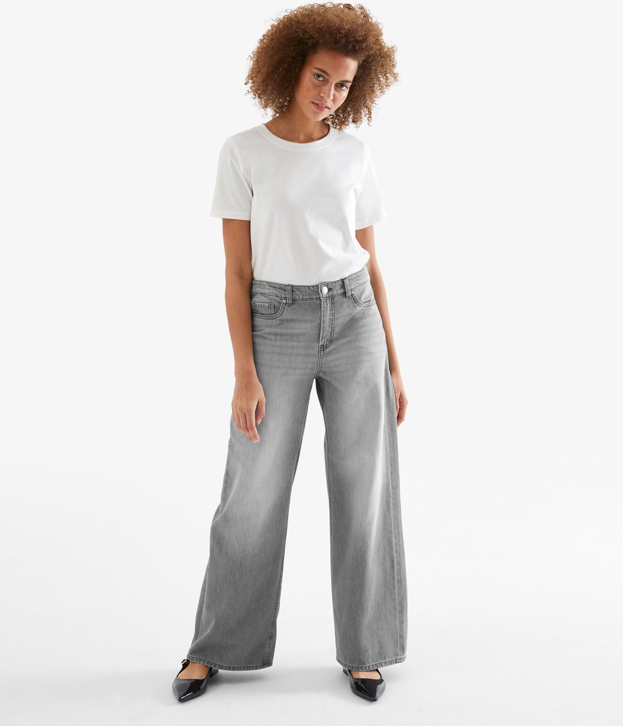 Wide Jeans High Waist Lysegrå - null - 3