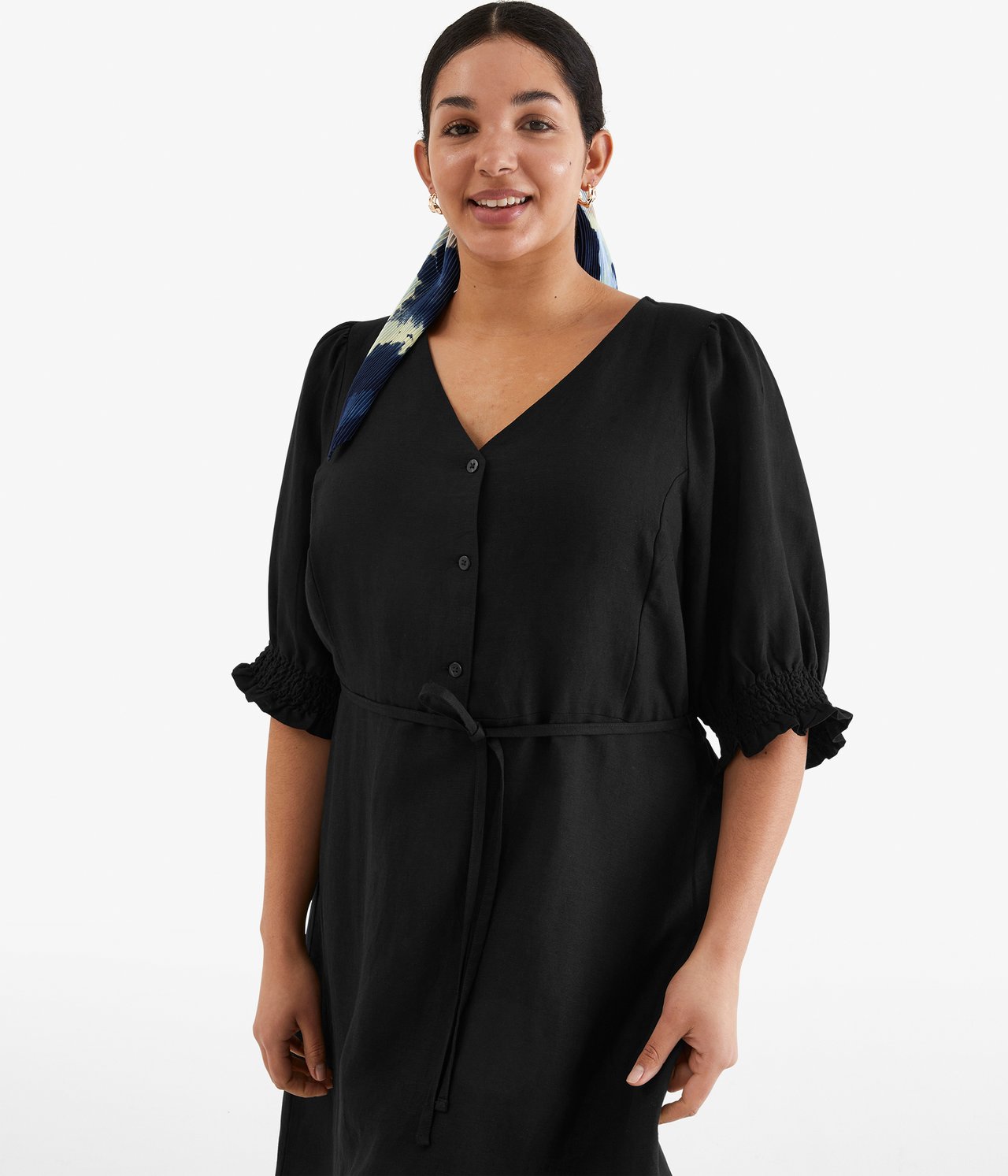Sukienka z mieszanki lnu - Czarne - 180cm / Storlek: XL - 2