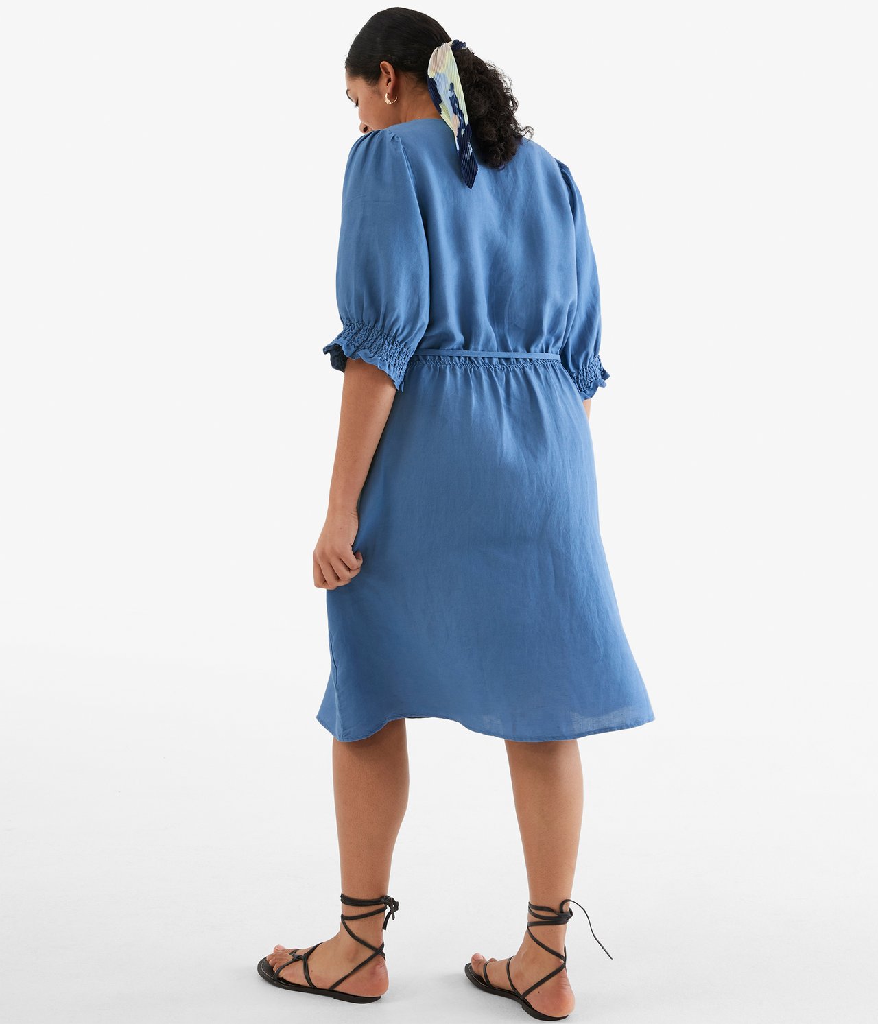 Sukienka z mieszanki lnu - Niebieski - 180cm / Storlek: XL - 3