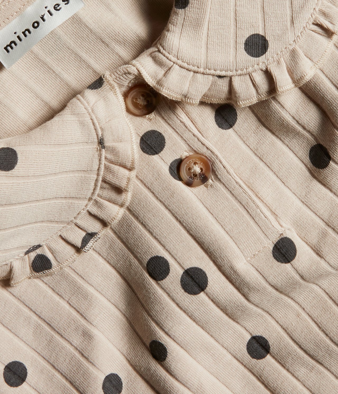 Ribbad topp med tryck - Ljusbeige - 2