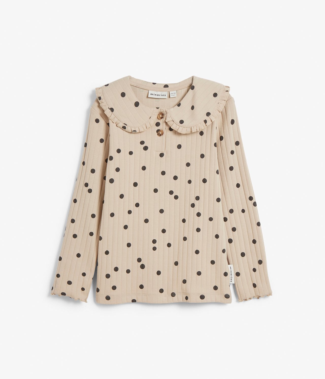 Ribbad topp med tryck - Ljusbeige - 3
