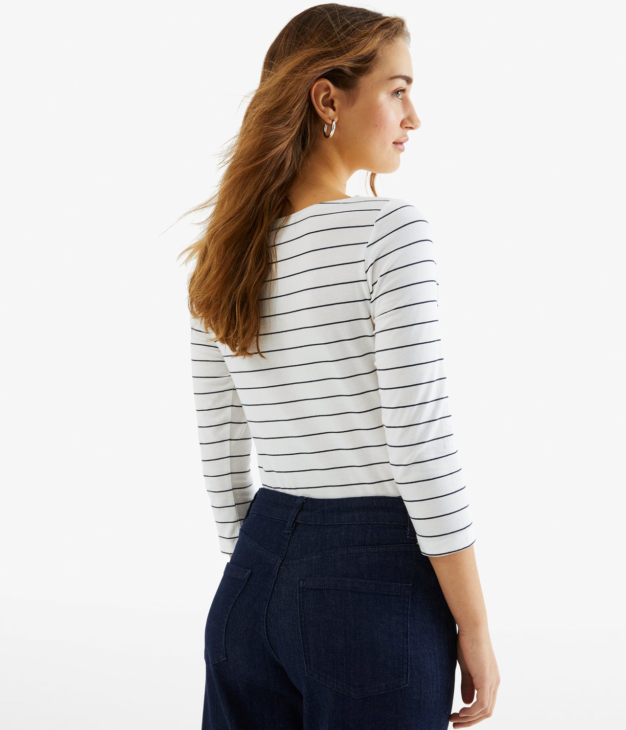 Koszulka basic z rękawem ¾ - Offwhite - 4
