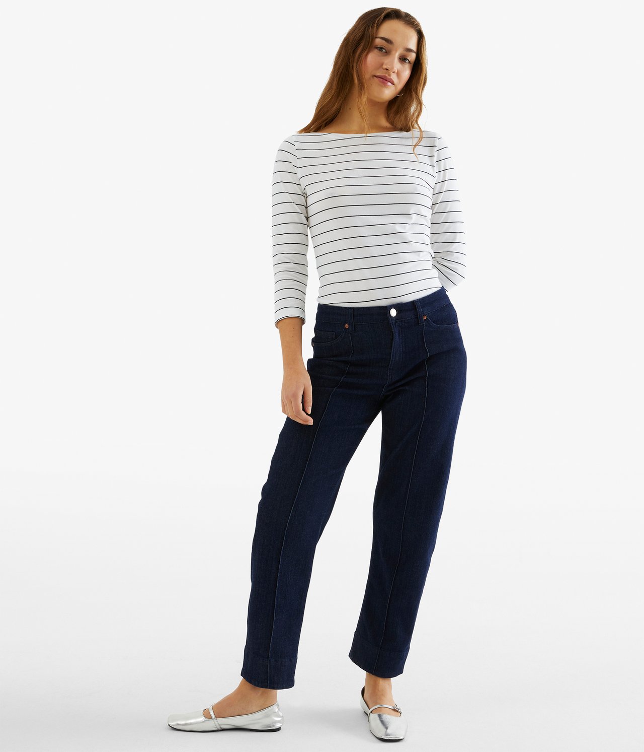 Koszulka basic z rękawem ¾ - Offwhite - 2