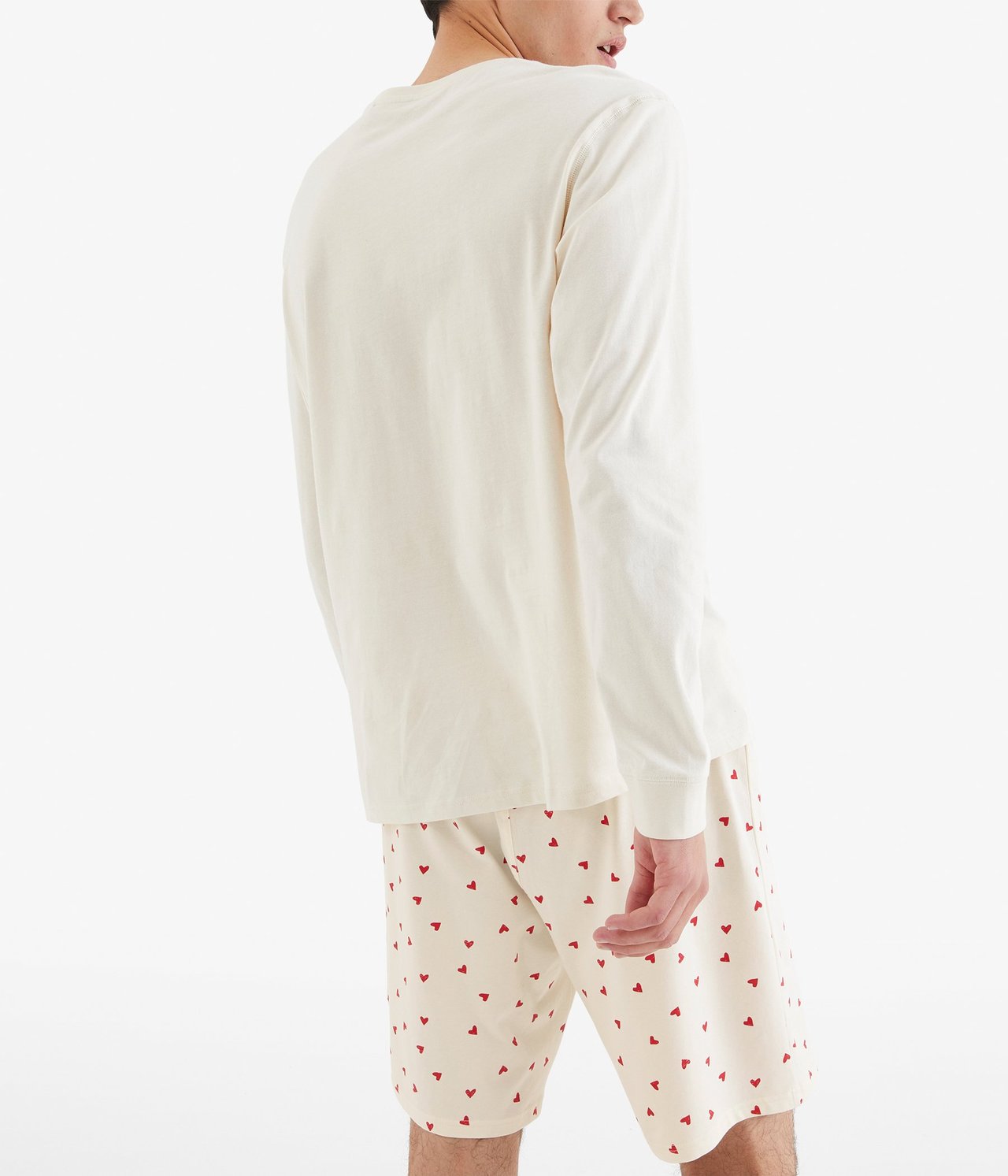 Sydänkuvioiset pyjamashortsit Luonnonvalkoinen - null - 4