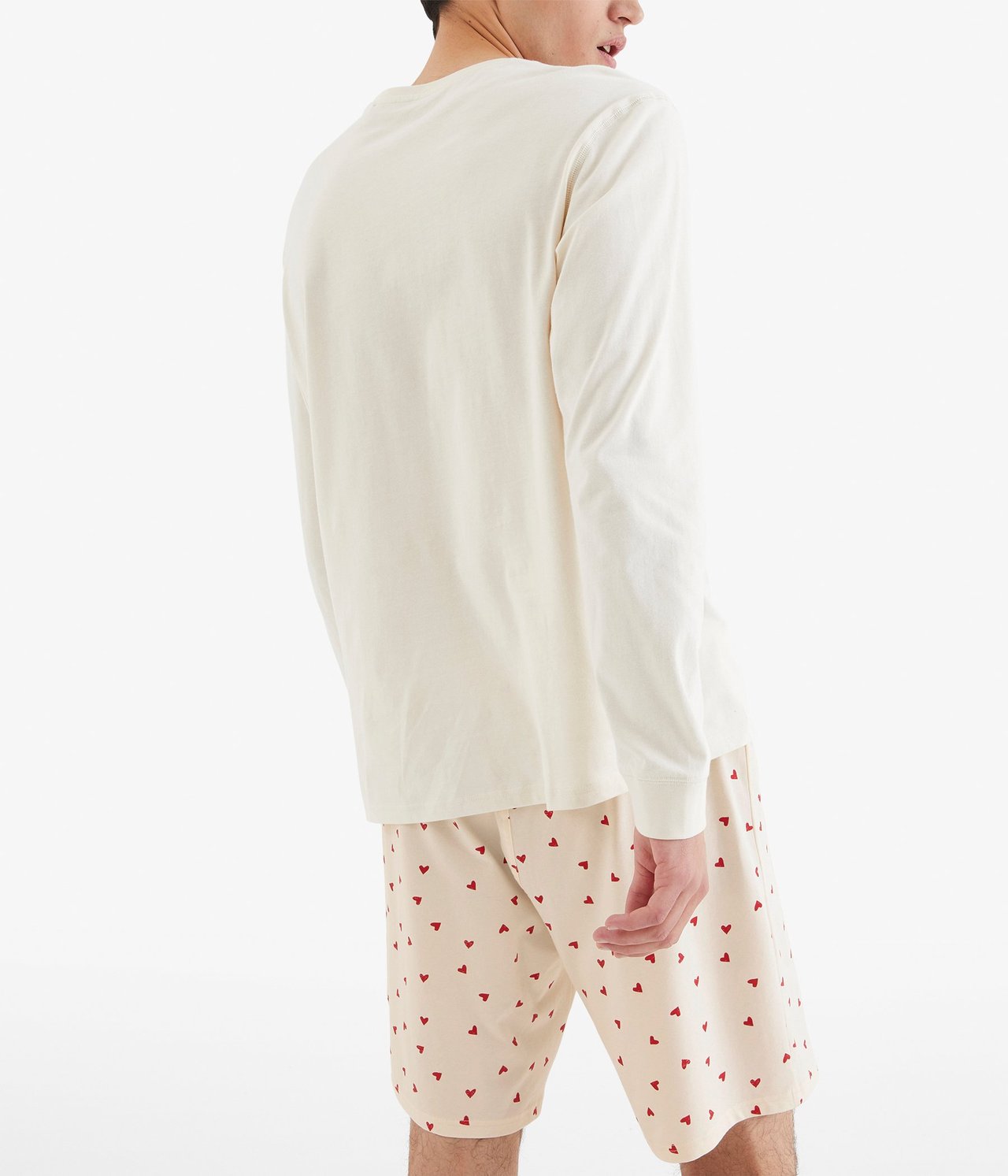 Sydänkuvioiset pyjamashortsit Luonnonvalkoinen - null - 5