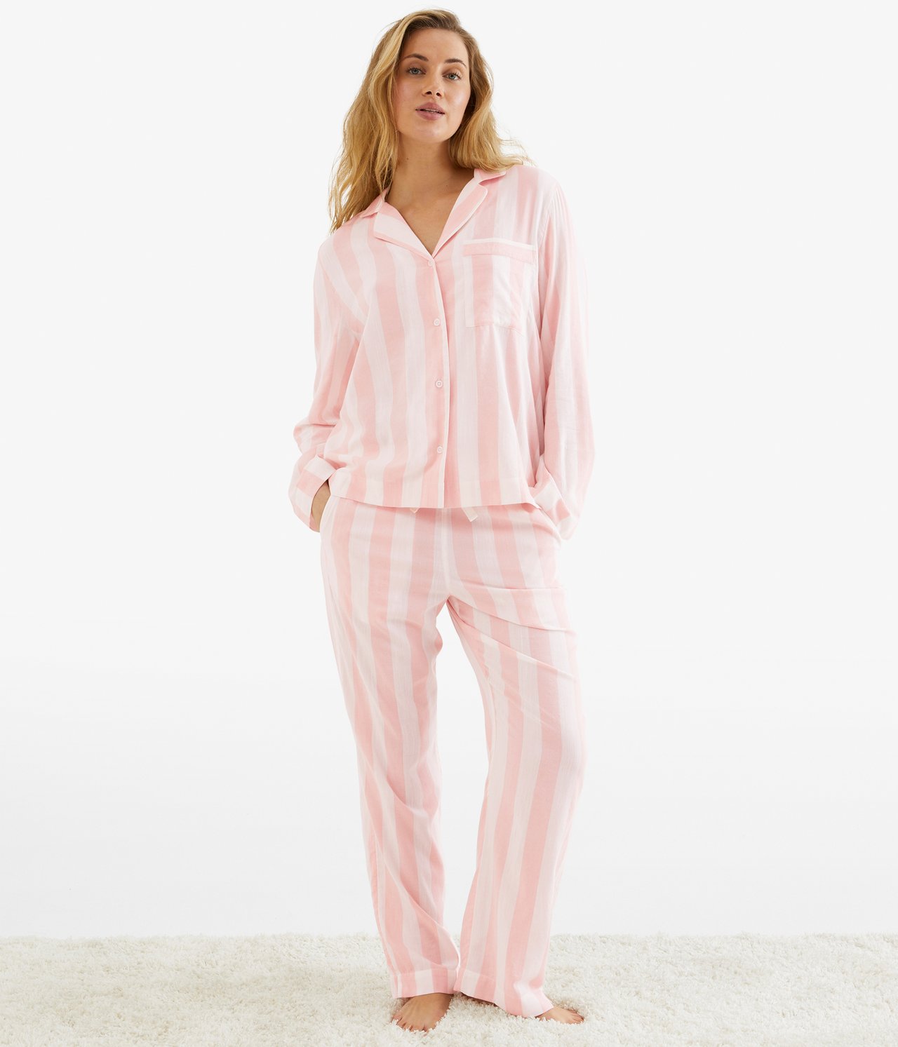 Stripete pyjamas - Lyserosa - 1