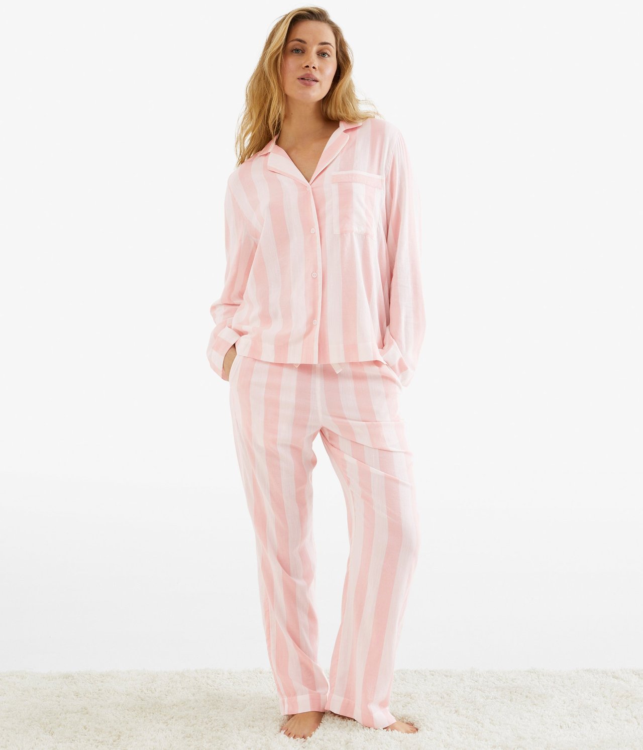 Randig pyjamas Ljusrosa - null - 0
