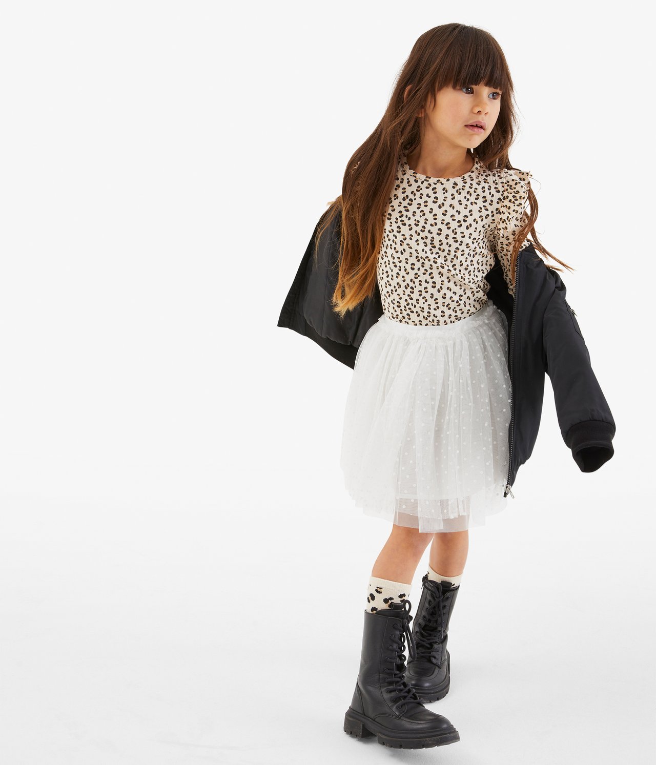 Prikkete tyllskjørt - Offwhite - 2