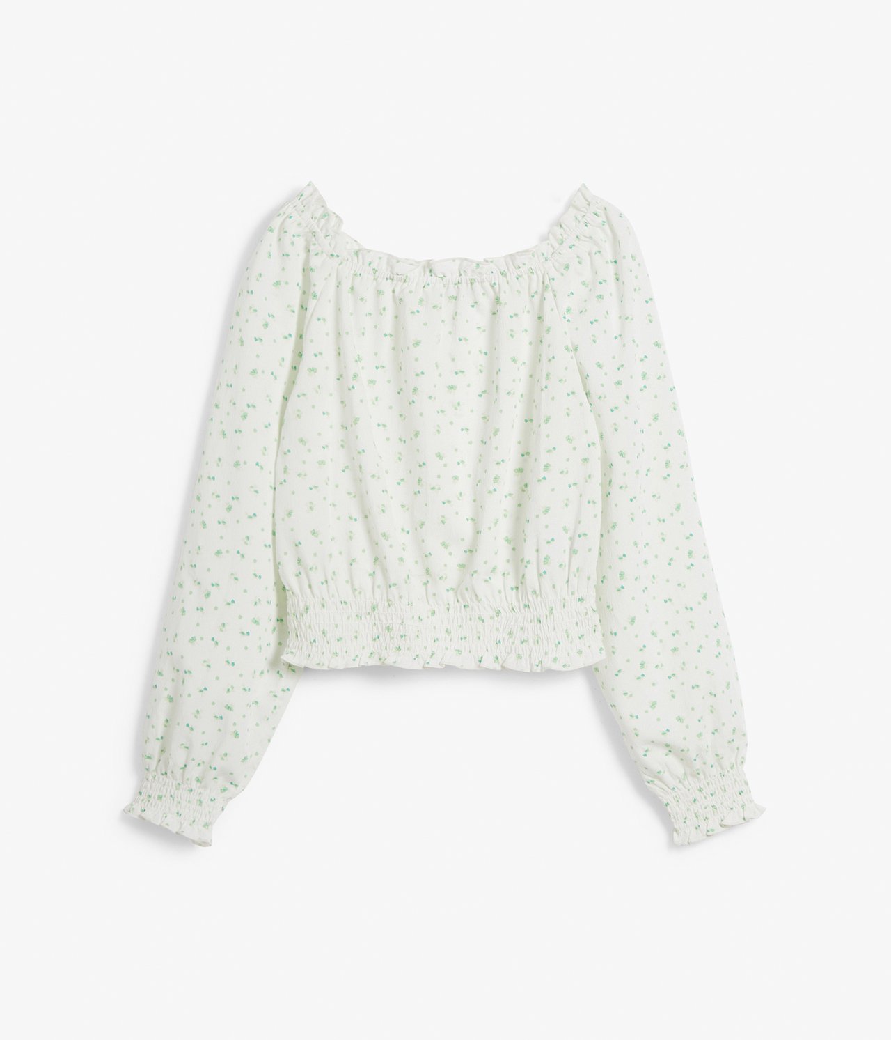 Blomstrete bluse - Offwhite - 3