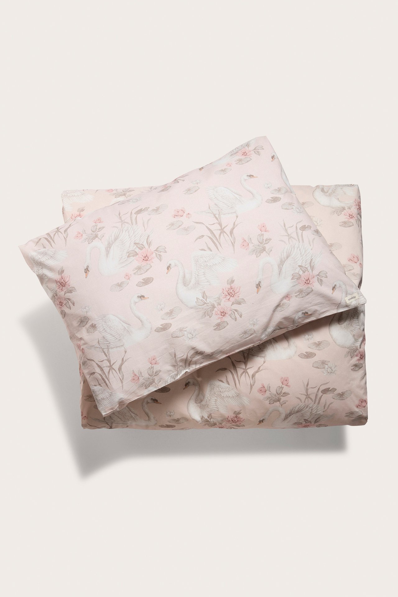 Blommigt bäddset med svanar