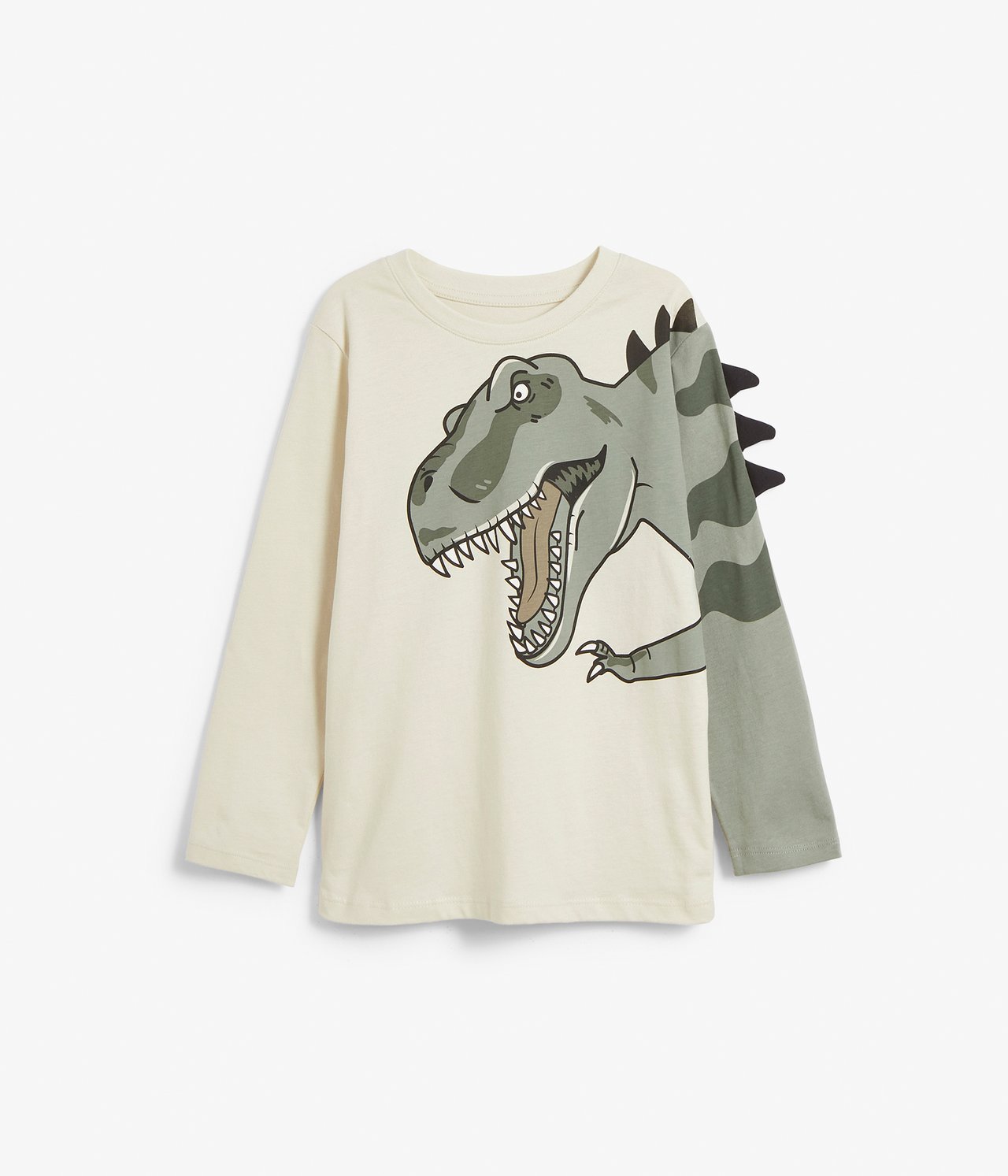 Långärmad t-shirt dinosaurie Ljusbeige - null - 1