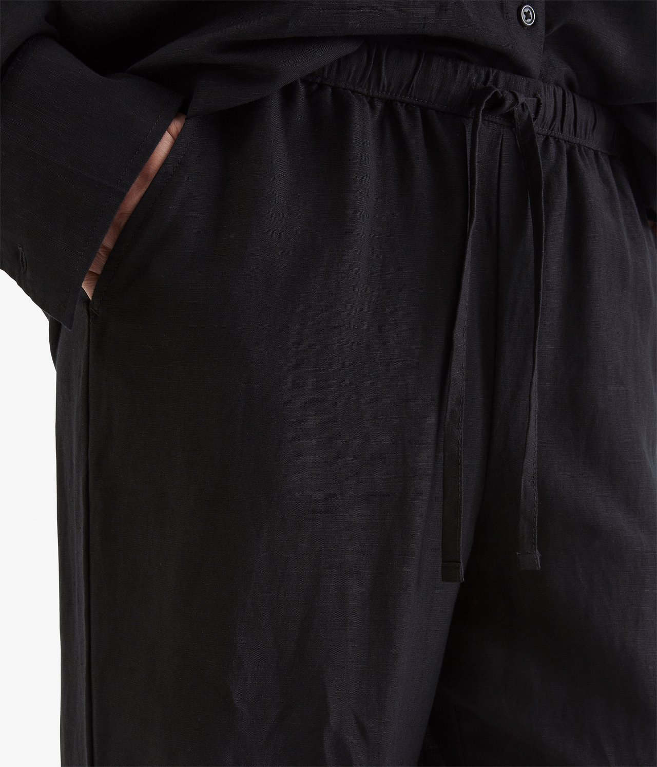 Spodnie z mieszanki lnu - Czarne - 174cm / Storlek: S - 3