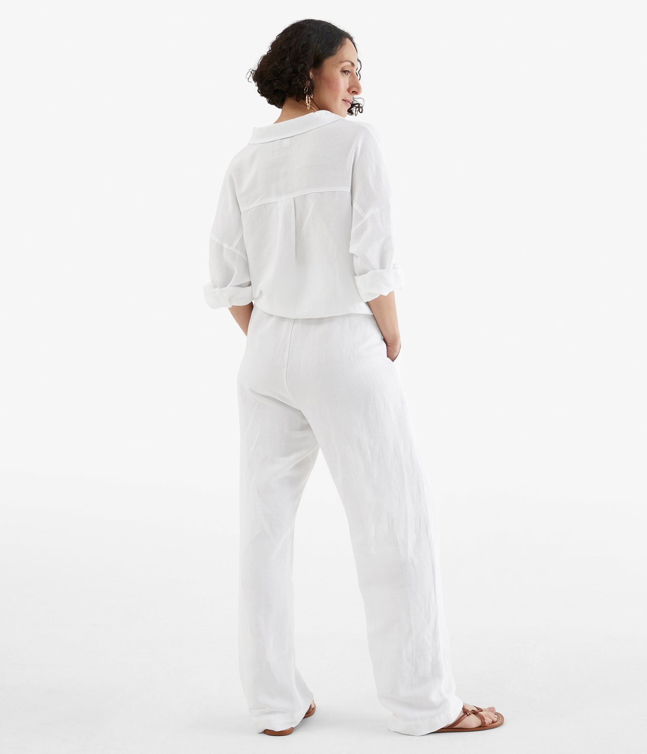 Spodnie z mieszanki lnu - Biały - 174cm / Storlek: S - 4