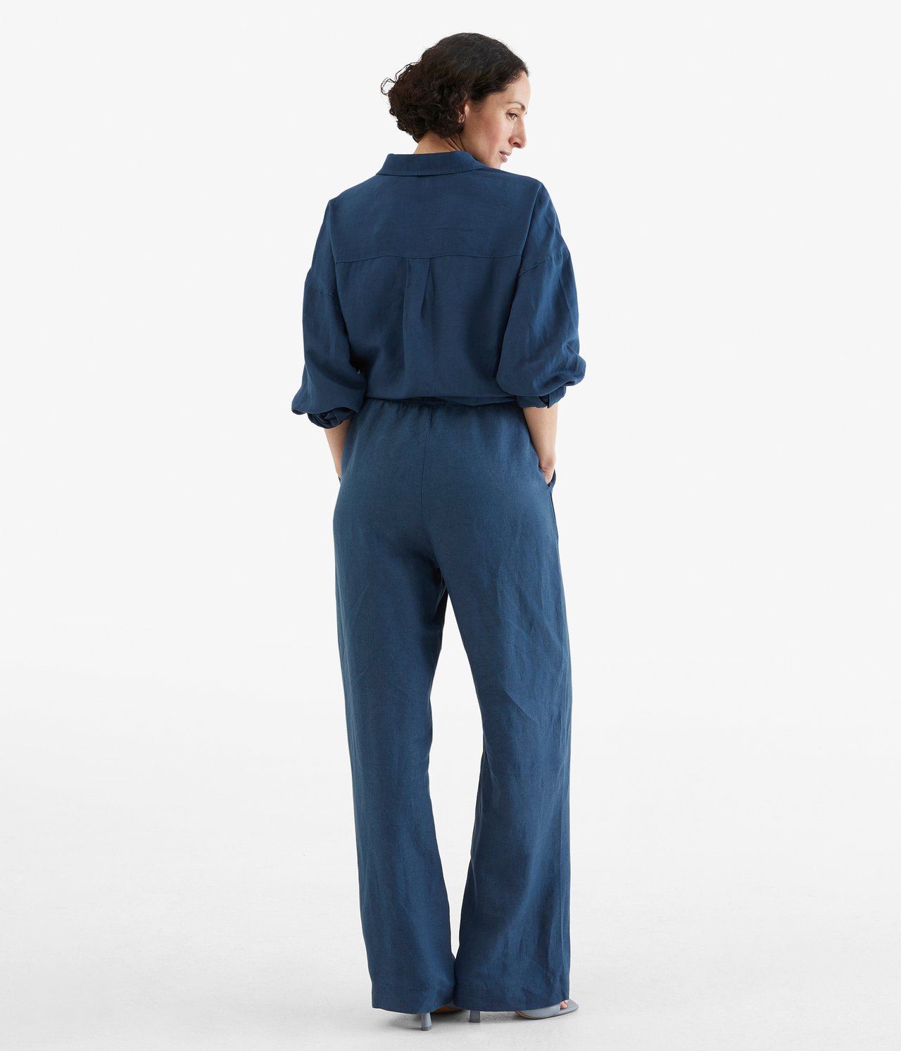 Spodnie z mieszanki lnu - Niebieski - 174cm / Storlek: S - 4