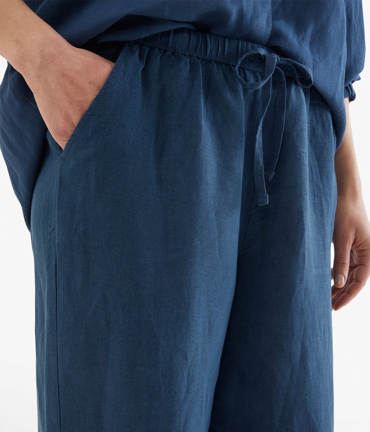 Spodnie z mieszanki lnu - Niebieski - 174cm / Storlek: S - 3