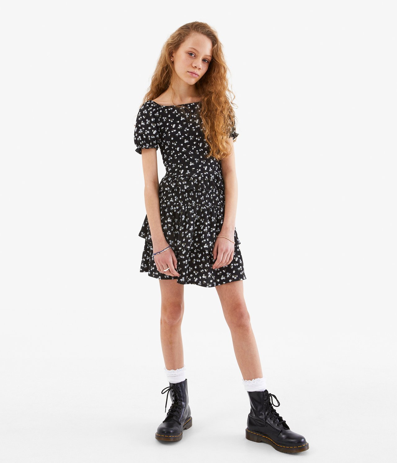 Top w kwiaty - Czarne - 2
