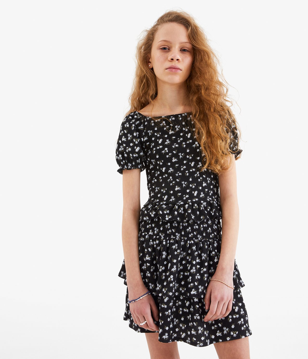 Top w kwiaty - Czarne - 3