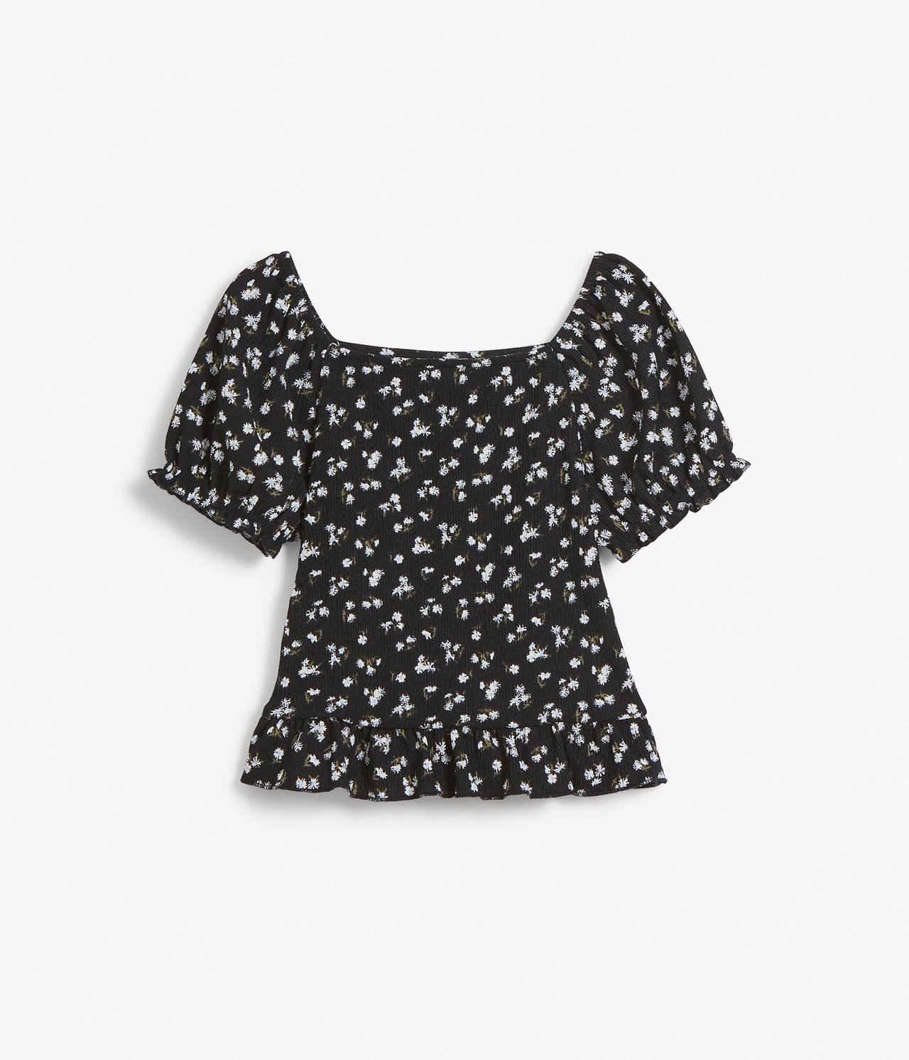 Top w kwiaty - Czarne - 7