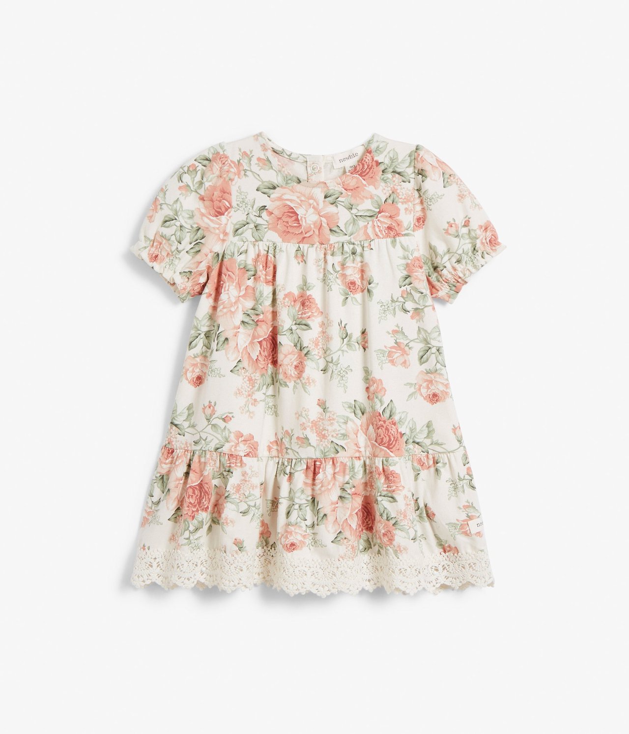 Blomstrete babykjole - Offwhite - 2