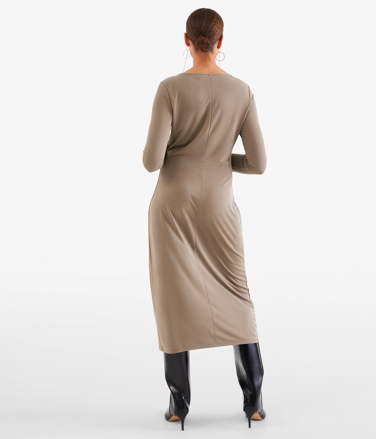 Długa sukienka z trykotu - Brązowy - 174cm / Storlek: S - 3
