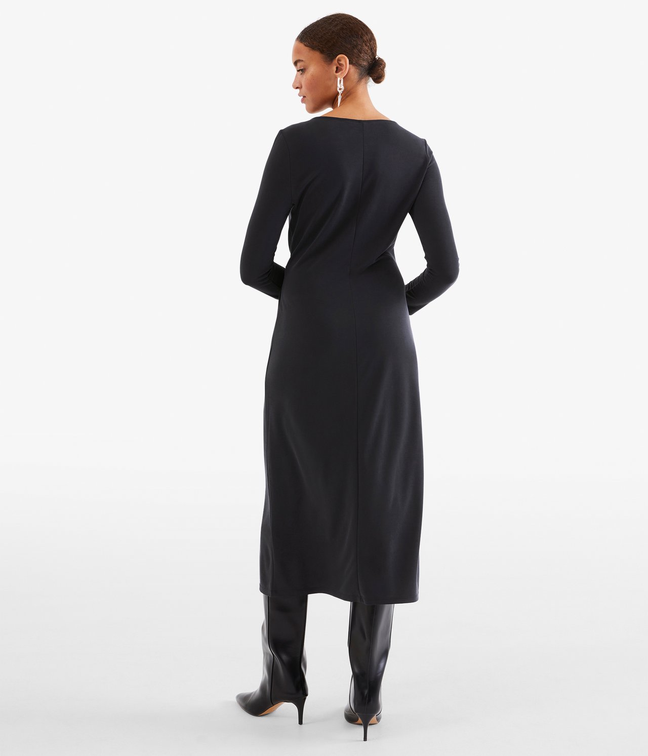Długa sukienka z trykotu - Czarne - 174cm / Storlek: S - 3