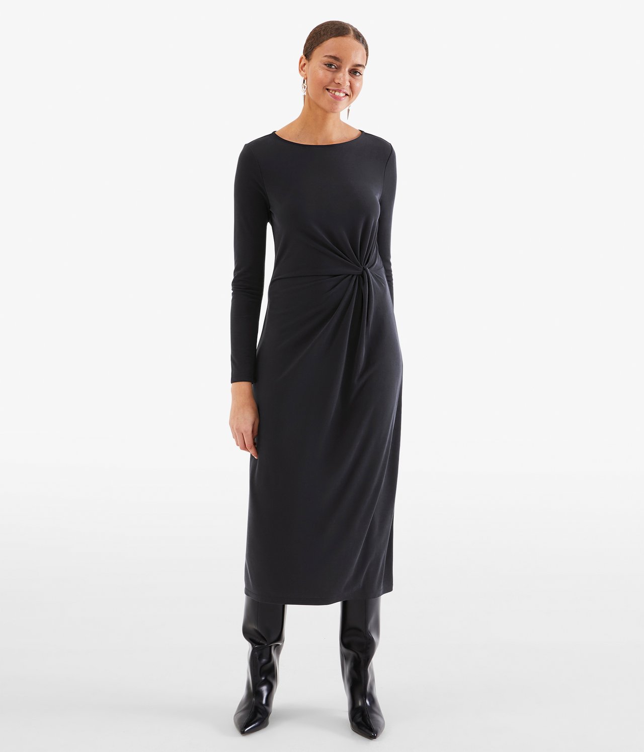 Długa sukienka z trykotu - Czarne - 174cm / Storlek: S - 1