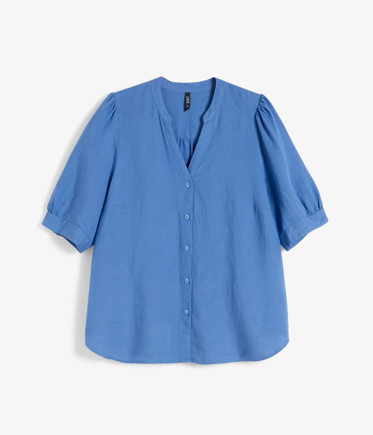 Pellavasekoitetta oleva paitapusero - Sininen - 6