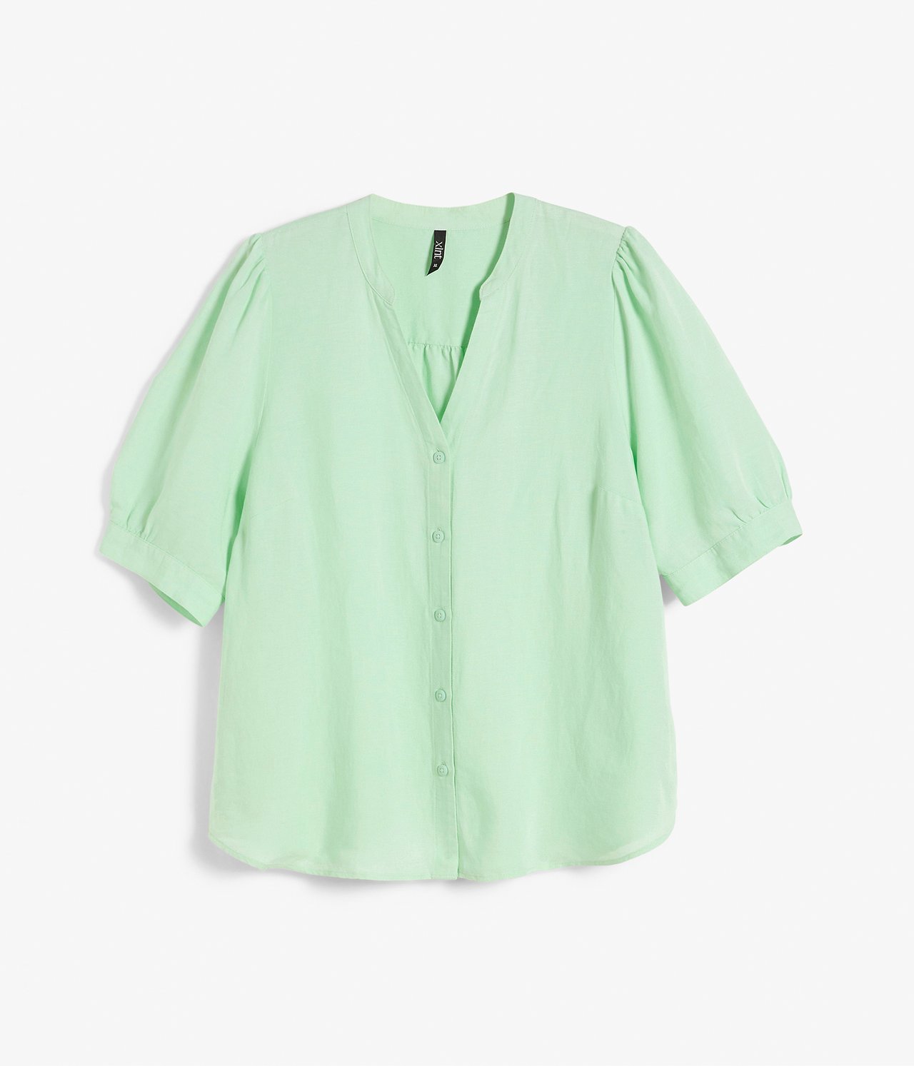 Pellavasekoitetta oleva paitapusero - Vaaleanvihreä - 6