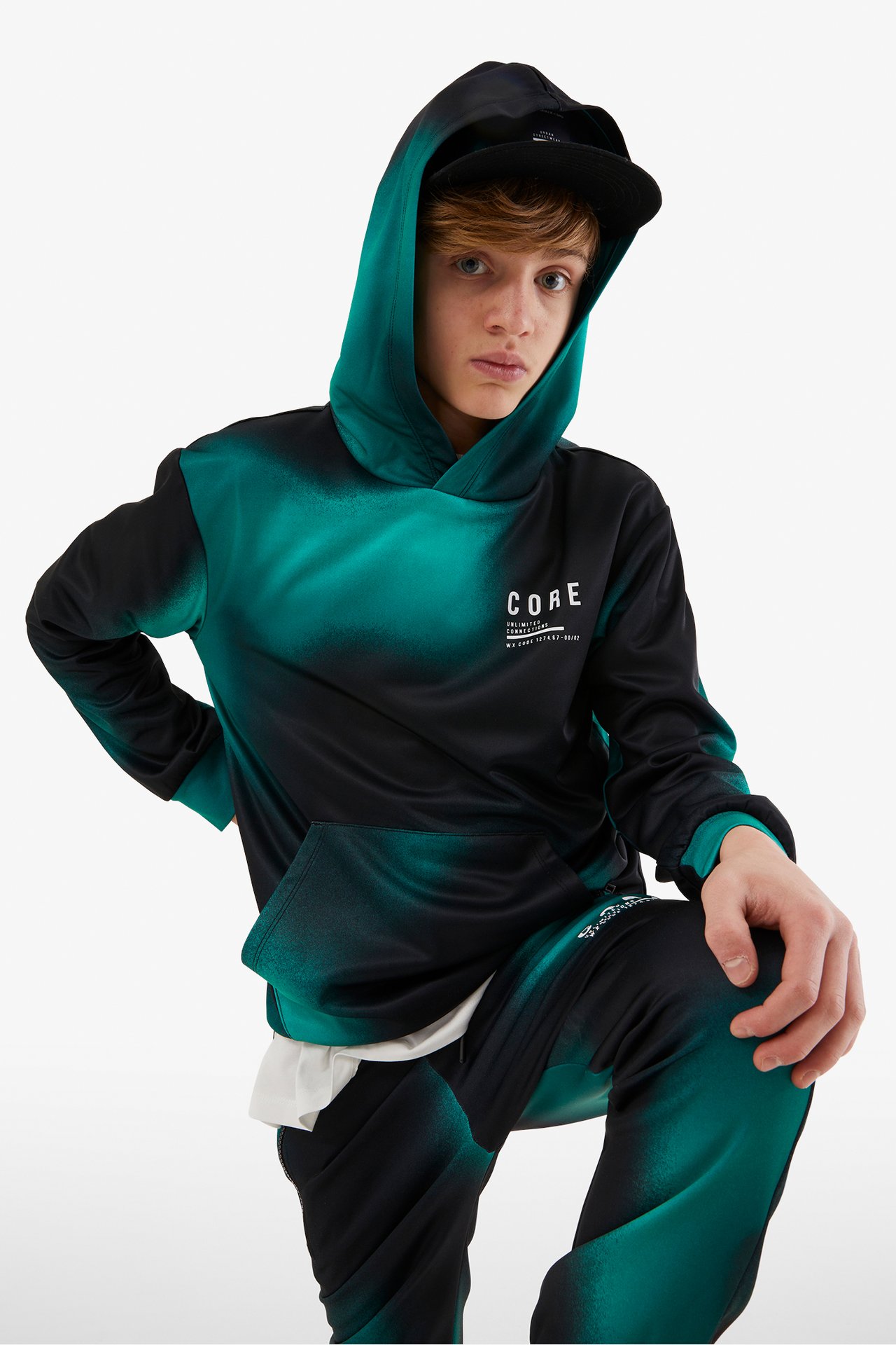 Bluza z kapturem, we wzory, z WCT - Zielony - 1