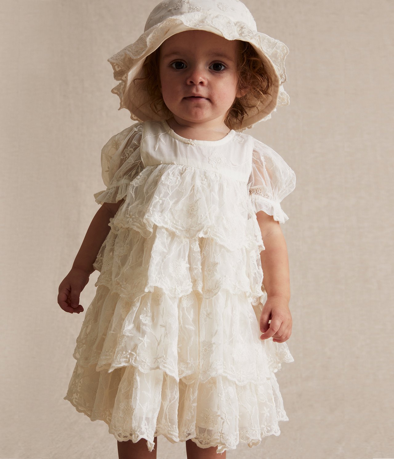 Sukienka z siateczki, z haftem, dla niemowląt - Offwhite - 3