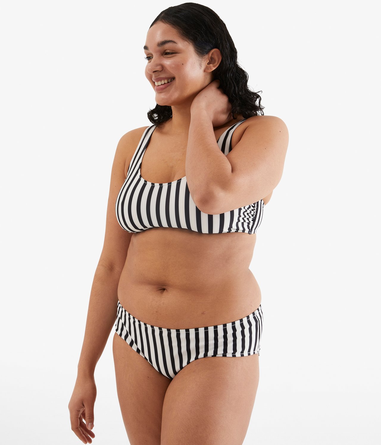 Raidallinen bikinialaosa - Musta - 1