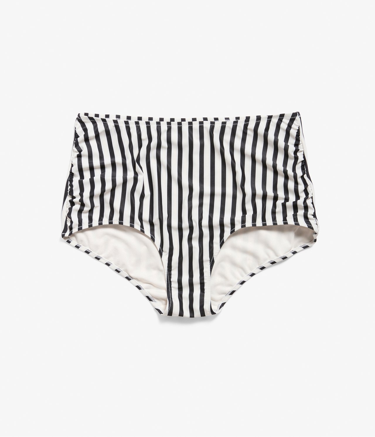 Majtki od bikini, w paski, z wysokim stanem - Czarne - 5