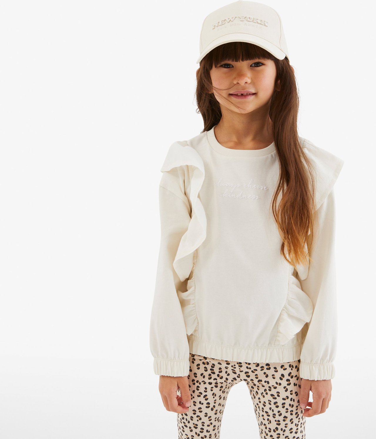 Sweatshirt med volang Offwhite - null - 0
