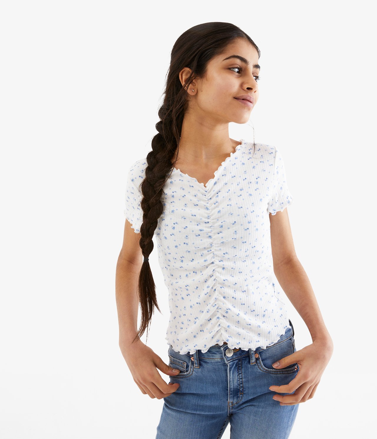 Blommig topp - Offwhite - 1