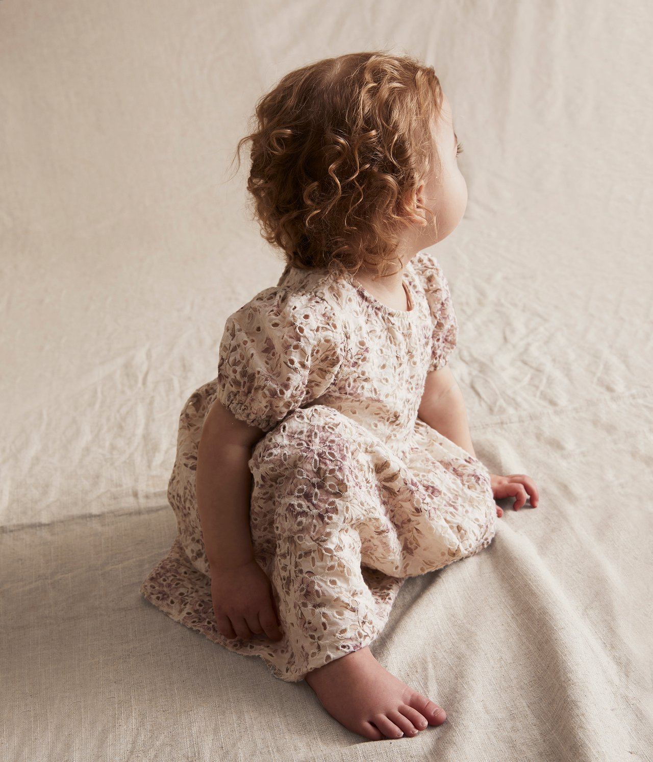 Blommig babyklänning - Offwhite - 4
