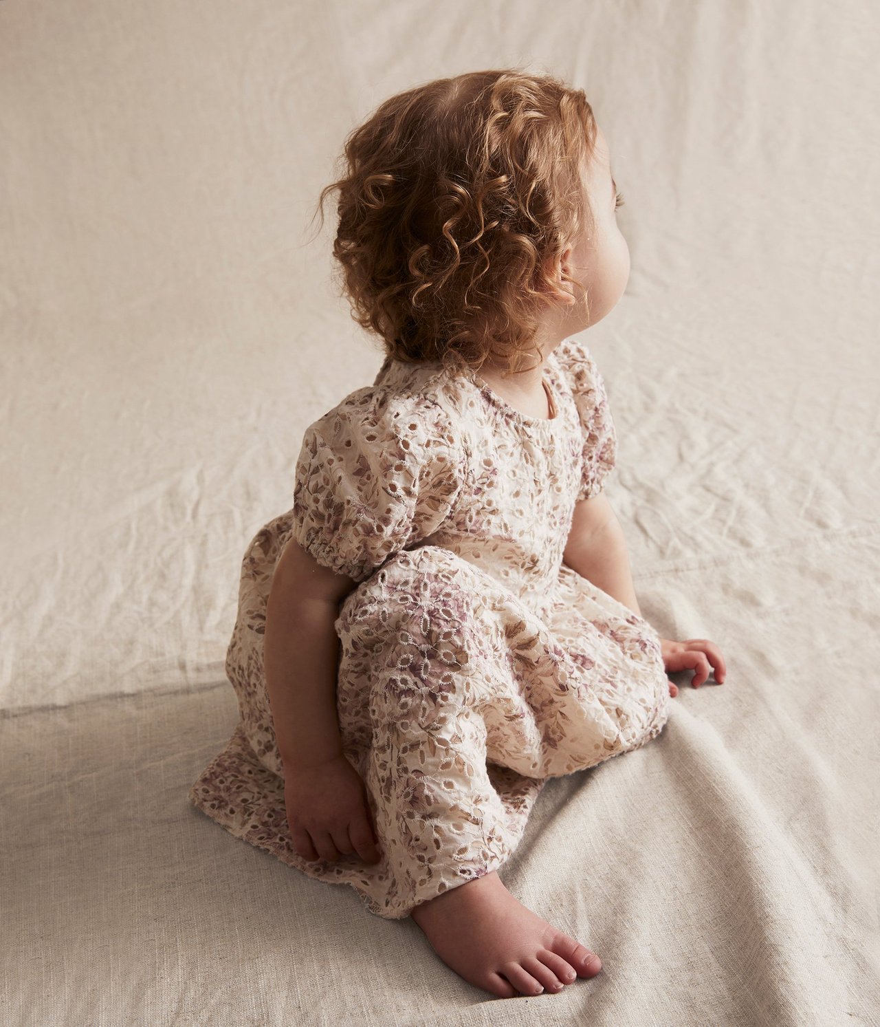 Blommig babyklänning Offwhite - null - 4