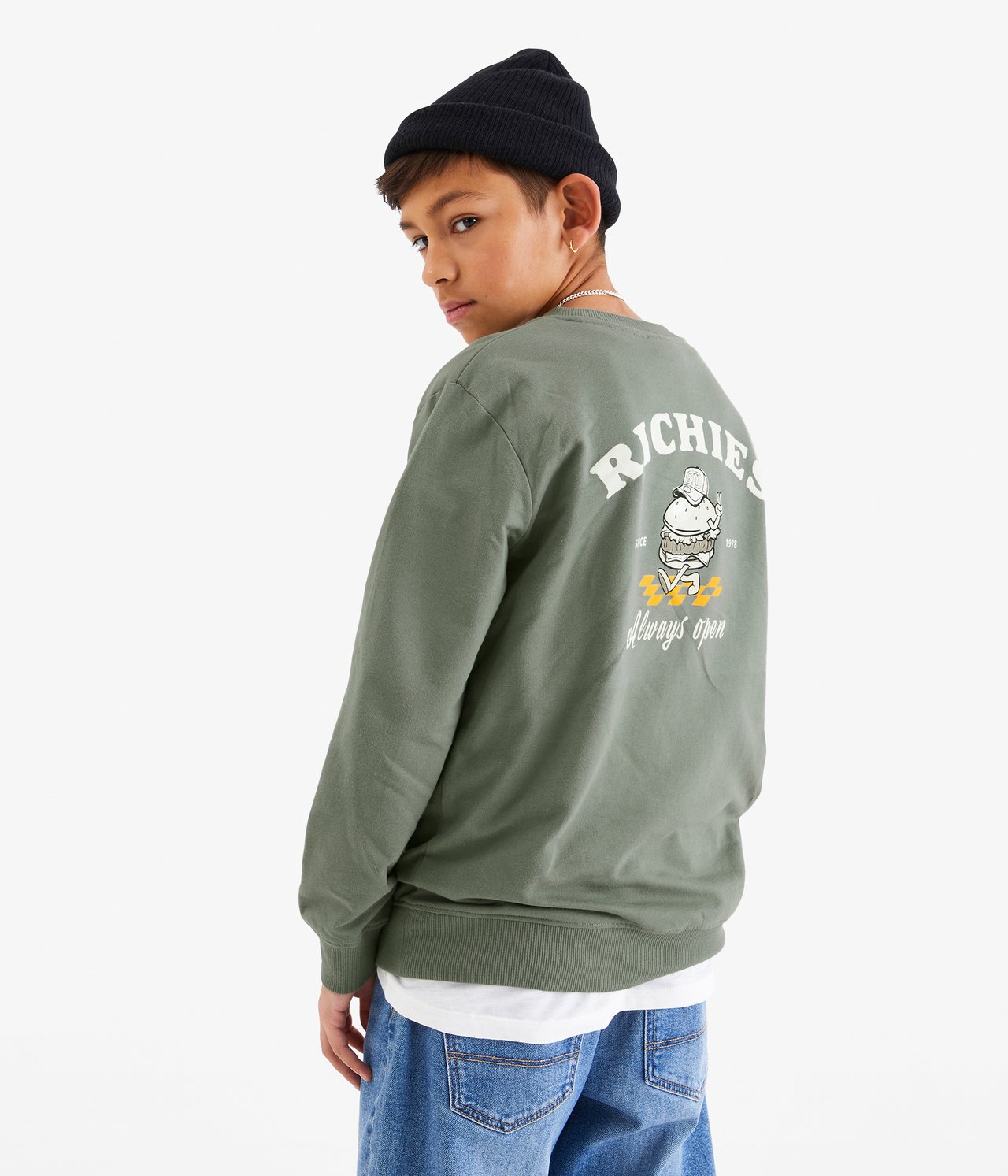 Sweatshirt med tryck på ryggen Grön - null - 5